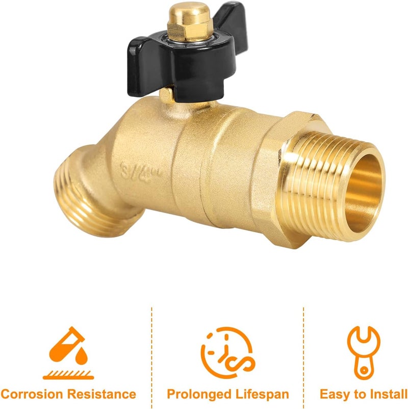 SIGURANTA 3/4" NPT/MIP Brass Male Hose Faucet, Water Spigot with 3/4" Male GHT Thread, Heavy-Duty Outdoor Hose Full-Flow Valve Outdoor Faucet (3/4" NPT Inlet Butterfly Handle) - Image 5